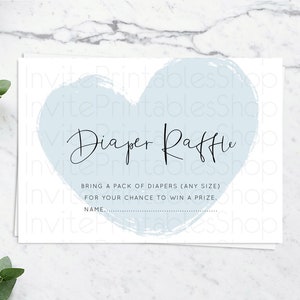 Blue Diaper Raffle Card Plain Blue Diaper Raffle Insert Minimalist Pastel Blue Diaper Ticket Blue Simple Baby Shower Raffle Game D11012