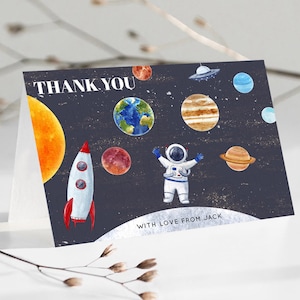 Space Thank You Space Thank You Card First Trip Around the Sun Thank You Card Planets Solar System First Birthday Thank You Cards D10430