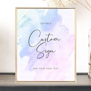 Purple Watercolor Sign Ombre Purple Watercolor Table Sign Decor Splash Party Birthday Baby Shower Wedding Baptism Bridal Shower 8x10 D10165