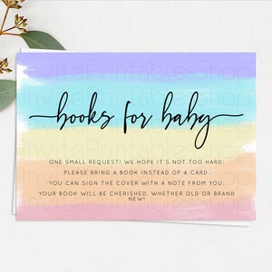 Pastel Books For Baby Card Pastel Rainbow Book Insert Colorful Ombre Watercolor Book Card Confetti Glitter Baby Book Poem Request D10510