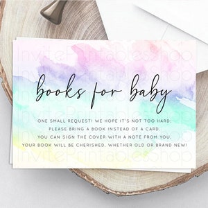 Pastel Books For Baby Card Pastel Rainbow Book Insert Colorful Ombre Watercolor Book Card Confetti Glitter Baby Book Poem Request D10231