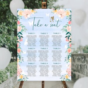 Fairy Seating Chart Pastel Fairy Seating Chart Fairy Tea Party Fairy Garden Seating Sign Enchanted Garden Floral Butterfly Décor D10794