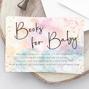 Pastel Books For Baby Card Pastel Rainbow Book Insert Colorful Ombre Watercolor Book Card Confetti Glitter Baby Book Poem Request D10263