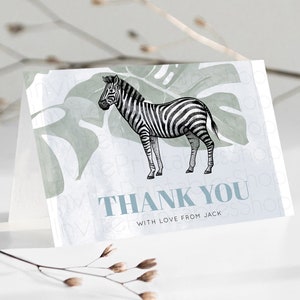 Zebra Thank You Zebra Thank You Card Zebra Birthday Thank You Cards Safari Dried Palm Fern Zebra Teacher Thank You Card Template D10814