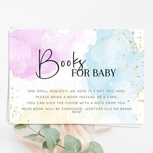 Pastel Books For Baby Card Pastel Rainbow Book Insert Colorful Ombre Watercolor Book Card Confetti Glitter Baby Book Poem Request D10155