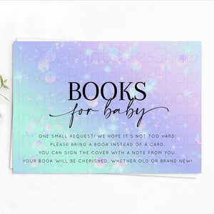 Rainbow Books For Baby Card Pastel Book Insert Colorful Pastel Watercolor Ombre Book Card Iridescent Sprinkles Book Poem Request D10663