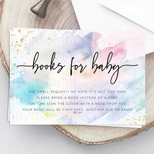Pastel Books For Baby Card Pastel Rainbow Book Insert Colorful Ombre Watercolor Book Card Confetti Glitter Baby Book Poem Request D10424