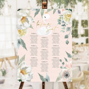 Swan Seating Chart Swan Princess Ballet Seating Sign Watercolour Pastel Floral Enchanted Forest Swan Lake Party Decor Secret Garden D10115