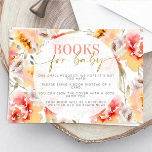 Secret Garden Books For Baby Card Boho Wildflower Book Insert Pastel Flower Garden Baby Shower Card Flower Guests Book Poem Request D10280
