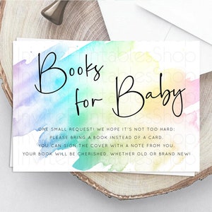 Pastel Books For Baby Card Pastel Rainbow Book Insert Colorful Ombre Watercolor Book Card Confetti Glitter Baby Book Poem Request D10279