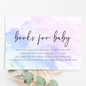 Purple Books For Baby Card Watercolor Book Insert Pastel Purple Baby Shower Book Card Purple Watercolor Guests Book Poem Request D10165