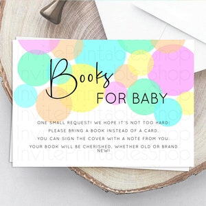 Rainbow Books For Baby Card Pastel Sprinkles Book Insert Pastel Rainbow Confetti Book Card Colorful Bubbles Pastel Book Poem Request D10409