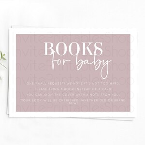 Pink Books For Baby Card Plain Pink Book Insert Minimalist Pastel Pink Book Card Pink Simple Baby Shower Book Poem Request D10936