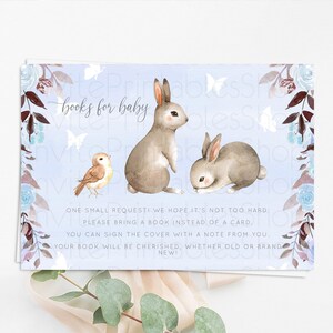 Bunny Books For Baby Card Floral Bunny Book Insert Pastel Flowers Woodland Bunny Book Card Forest Bunny Baby Book Poem Request D10923