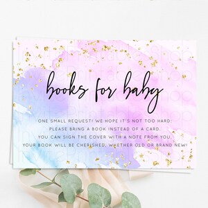 Purple Books For Baby Card Watercolor Book Insert Pastel Purple Baby Shower Book Card Purple Watercolor Guests Book Poem Request D10169