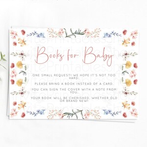 Secret Garden Books For Baby Card Boho Wildflower Book Insert Pastel Flower Garden Baby Shower Card Flower Guests Book Poem Request D10682