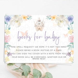 Princess Books For Baby Card Castle Book Card Insert Secret Garden Enchanted Castle Pastel Floral Garden Baby Shower Poem Request D10709