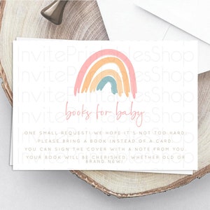 Pastel Rainbow Books For Baby Card Boho Rainbow Book Insert Boho Rainbow Book Card Pastel Watercolor Baby Shower Book Poem Request D10350