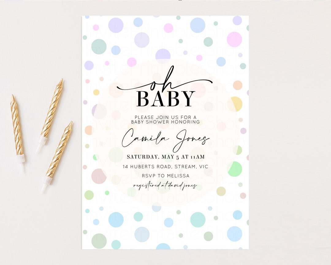Pastel Baby Shower Invitation Rainbow Confetti Baby Shower - Etsy