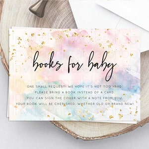 Pastel Books For Baby Card Pastel Rainbow Book Insert Colorful Ombre Watercolor Book Card Confetti Glitter Baby Book Poem Request D10276