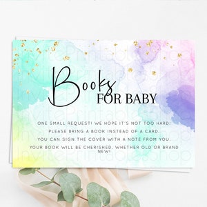 Pastel Books For Baby Card Pastel Rainbow Book Insert Colorful Ombre Watercolor Book Card Confetti Glitter Baby Book Poem Request D10158