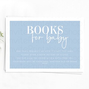 Blue Books For Baby Card Plain Blue Book Insert Minimalist Pastel Blue Book Card Blue Simple Baby Shower Book Poem Request D10734