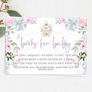 Princess Books For Baby Card Castle Book Card Insert Secret Garden Enchanted Castle Pastel Floral Garden Baby Shower Poem Request D10471