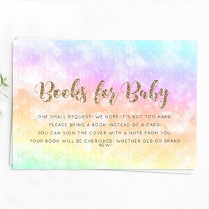Pastel Books For Baby Card Pastel Rainbow Book Insert Colorful Ombre Watercolor Book Card Confetti Glitter Baby Book Poem Request D10648