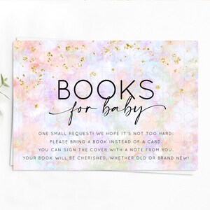 Pastel Books For Baby Card Pastel Rainbow Book Insert Colorful Ombre Watercolor Book Card Confetti Glitter Baby Book Poem Request D10649