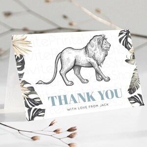 Lion Thank You Lion Thank You Card Lion Party Birthday Thank You Card Safari Lion Cards Dried Palm Fern Lion Teacher Thank You Cards D10807