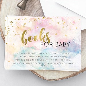 Pastel Books For Baby Card Pastel Rainbow Book Insert Colorful Ombre Watercolor Book Card Confetti Glitter Baby Book Poem Request D10265