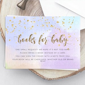 Pastel Books For Baby Card Pastel Rainbow Book Insert Colorful Ombre Watercolor Book Card Confetti Glitter Baby Book Poem Request D10372