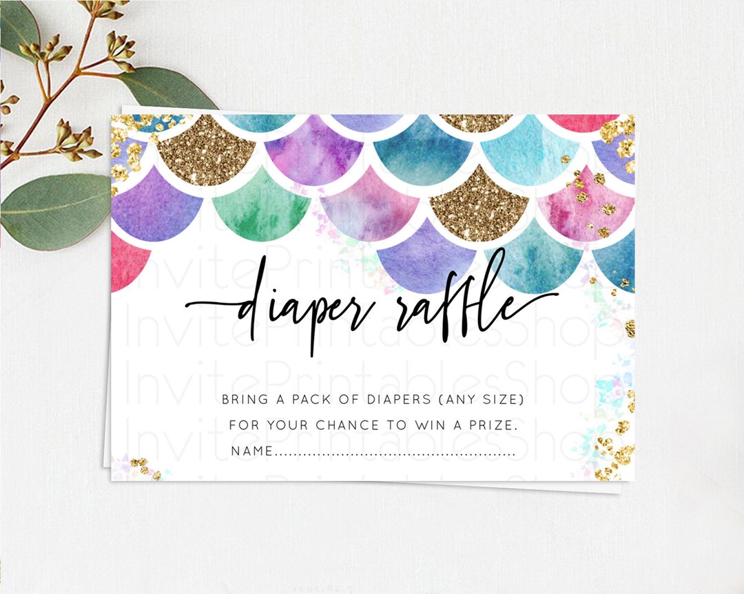 Fish Theme Raffle Box Rainbow Fish Diaper Raffle Card Rainbow Fish Diaper Insert Watercolor ...