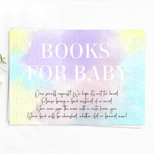 Pastel Books For Baby Card Pastel Rainbow Book Insert Colorful Ombre Watercolor Book Card Confetti Glitter Baby Book Poem Request D10617