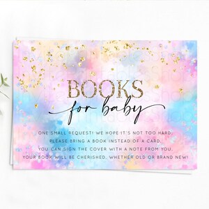 Pastel Books For Baby Card Pastel Rainbow Book Insert Colorful Ombre Watercolor Book Card Confetti Glitter Baby Book Poem Request D10607