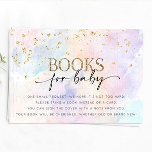Pastel Books For Baby Card Pastel Rainbow Book Insert Colorful Ombre Watercolor Book Card Confetti Glitter Baby Book Poem Request D10605