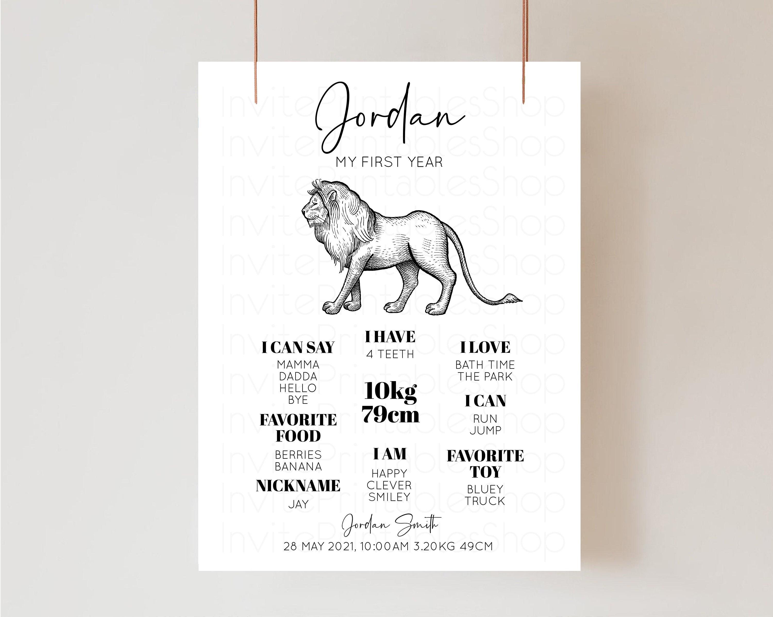 Lion Milestone Sign Board Safari Lion King 1st Birthday Board - Etsy