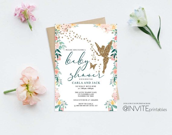 tinkerbell baby shower invitations