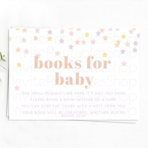 Pastel Star Books For Baby Card Shooting Star Book Insert Twinkle Little Star Book Card Rainbow Confetti Guests Book Poem Request D10810