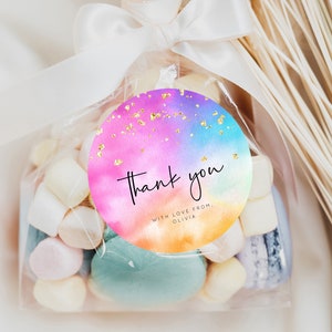 Rainbow Gift Tag Watercolor Favor Tags Pastel Ombre Candy Gift Tag Colorful Splash Thank You Tags Glitter Sprinkle Bonbonniere Tags 509