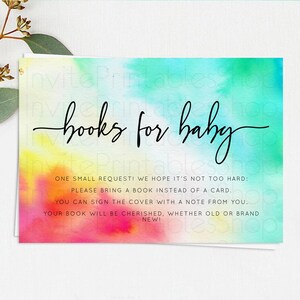 Tie Dye Books For Baby Card Rainbow Tie Dye Book Insert Pastel Rainbow Watercolor Book Card Tie Dye Colors Guests Book Poem Request D10462