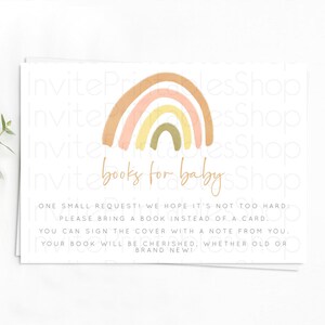 Pastel Rainbow Books For Baby Card Boho Rainbow Book Insert Boho Rainbow Book Card Pastel Watercolor Baby Shower Book Poem Request D10684