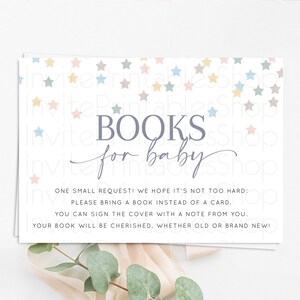 Pastel Star Books For Baby Card Shooting Star Book Insert Twinkle Little Star Book Card Rainbow Confetti Guests Book Poem Request D10795