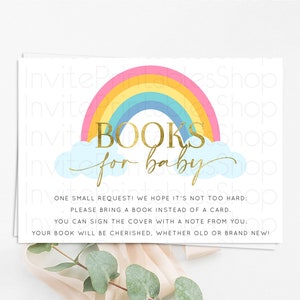 Pastel Rainbow Books For Baby Card Boho Rainbow Book Insert Boho Rainbow Book Card Pastel Watercolor Baby Shower Book Poem Request D10123
