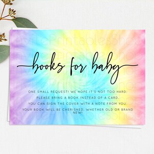 Tie Dye Books For Baby Card Rainbow Tie Dye Book Insert Pastel Rainbow Watercolor Book Card Tie Dye Colors Guests Book Poem Request D10578