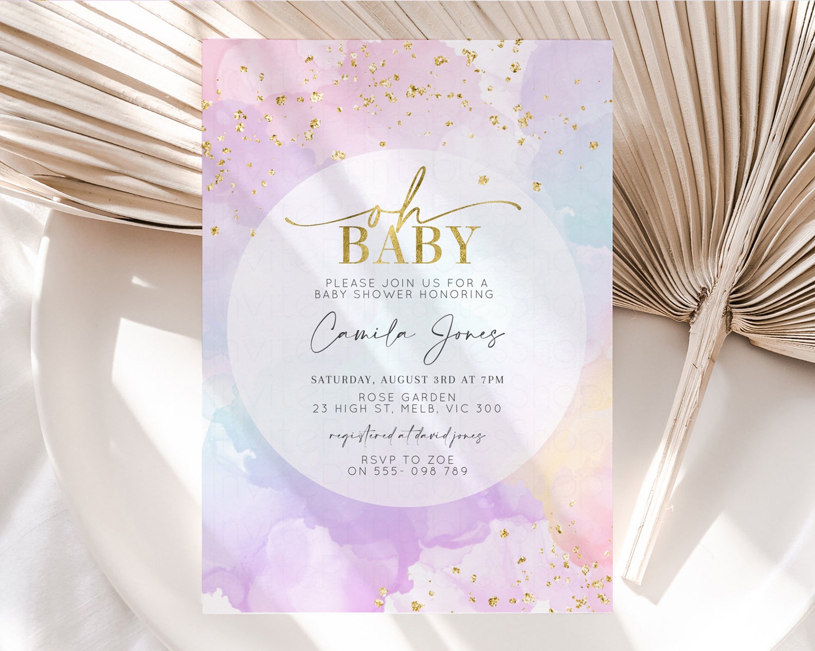 Pastel Baby Shower Invitation Rainbow Baby Shower Invitation | Etsy