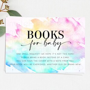 Pastel Books For Baby Card Pastel Rainbow Book Insert Colorful Ombre Watercolor Book Card Confetti Glitter Baby Book Poem Request D11020