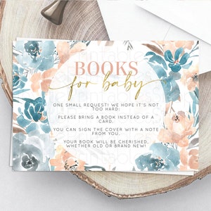 Secret Garden Books For Baby Card Boho Wildflower Book Insert Pastel Flower Garden Baby Shower Card Flower Guests Book Poem Request D10190