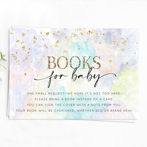 Pastel Books For Baby Card Pastel Rainbow Book Insert Colorful Ombre Watercolor Book Card Confetti Glitter Baby Book Poem Request D10613