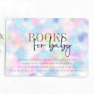 Pastel Books For Baby Card Pastel Rainbow Book Insert Colorful Ombre Watercolor Book Card Confetti Glitter Baby Book Poem Request D10694